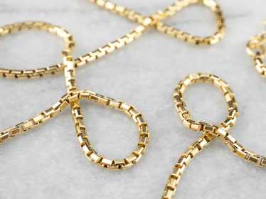 18K Gold Box Chain Necklace - image 1