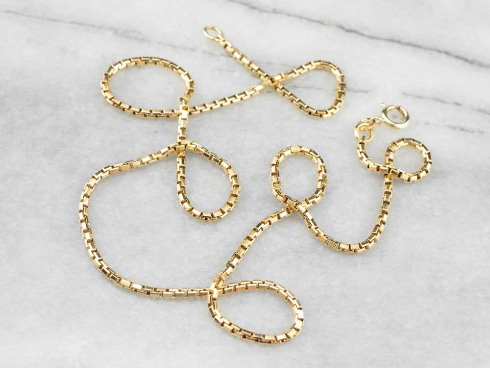 18K Gold Box Chain Necklace - image 2