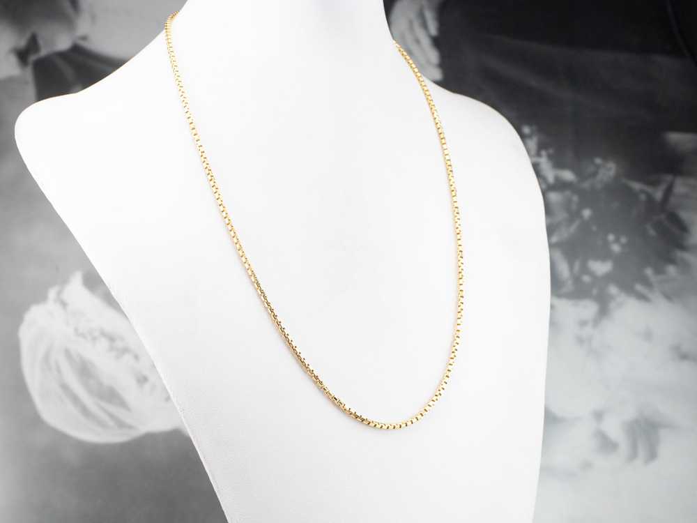 18K Gold Box Chain Necklace - image 5