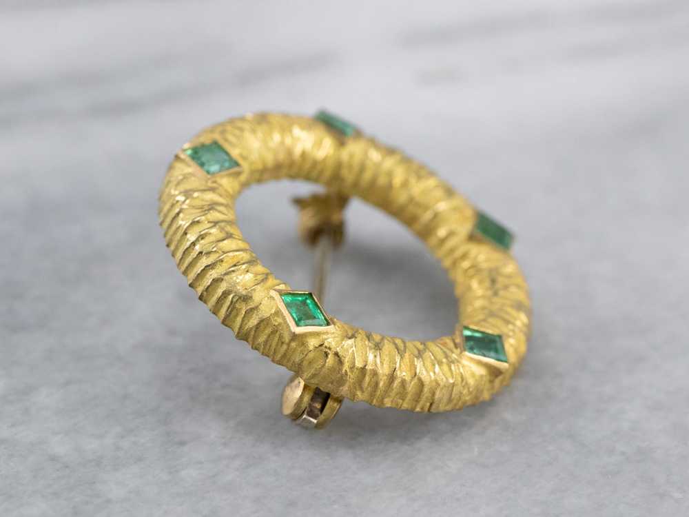 Yellow 18K Gold Emerald Circle Pin - image 4