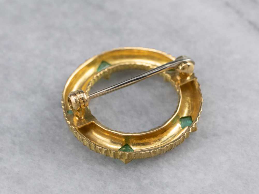 Yellow 18K Gold Emerald Circle Pin - image 5