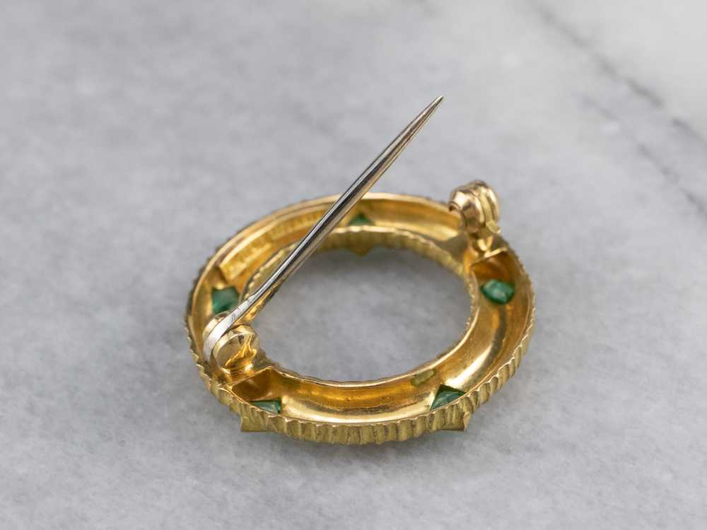 Yellow 18K Gold Emerald Circle Pin - image 6