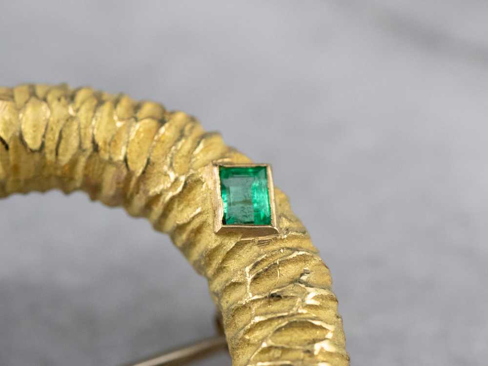 Yellow 18K Gold Emerald Circle Pin - image 7