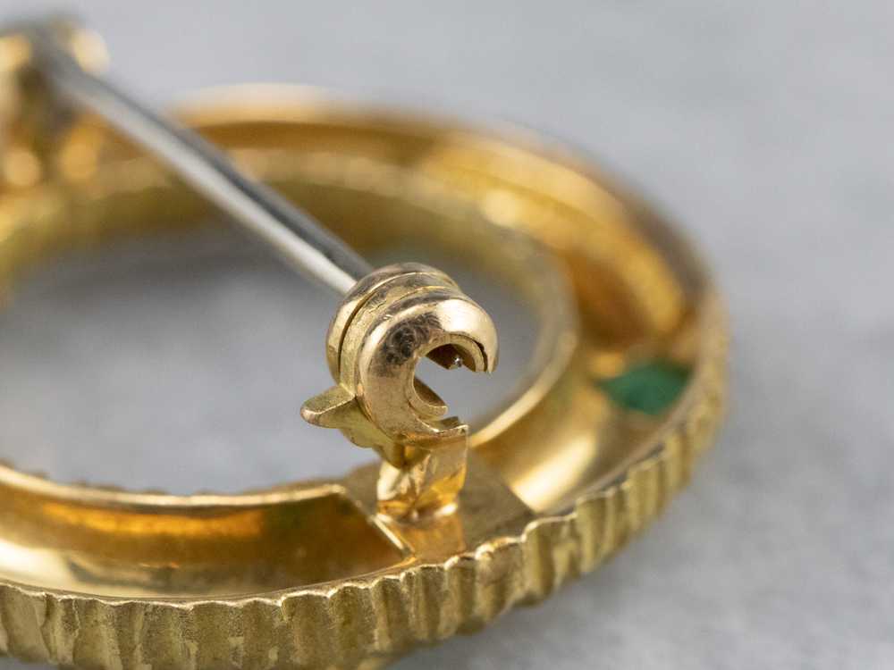 Yellow 18K Gold Emerald Circle Pin - image 8