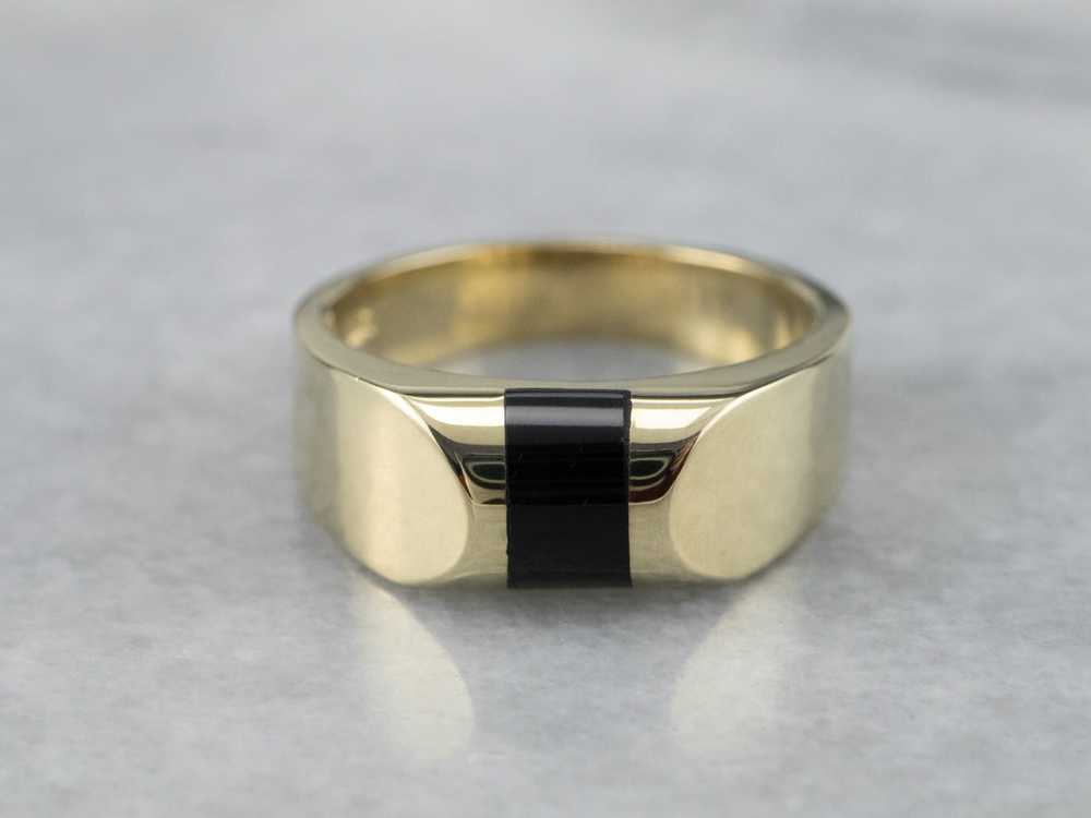 Unisex Black Onyx Statement Ring - image 2