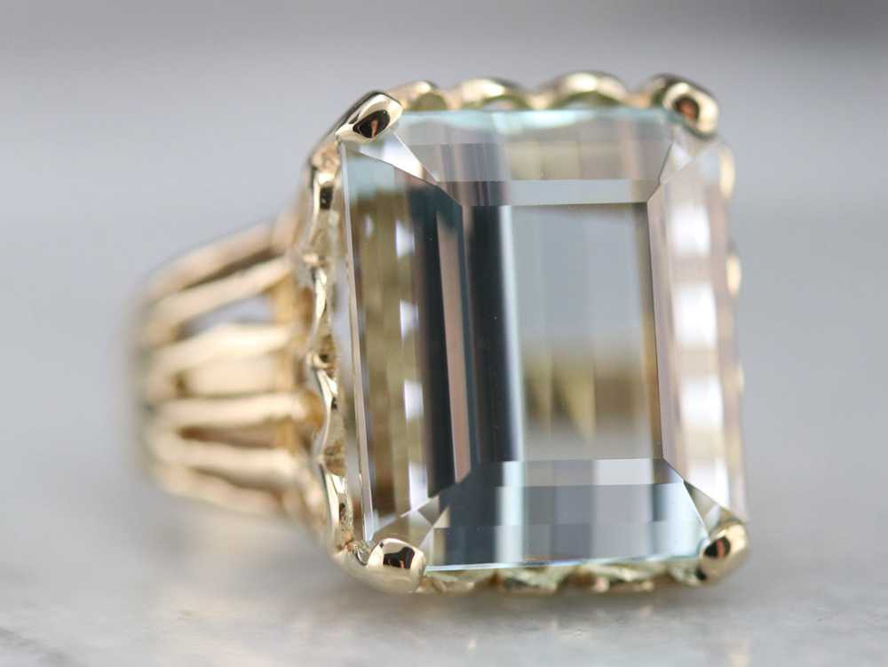 Yellow Gold Aquamarine Cocktail Ring - image 1