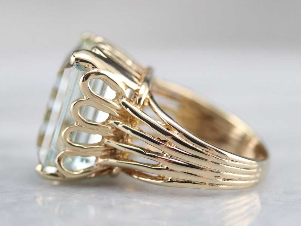 Yellow Gold Aquamarine Cocktail Ring - image 4