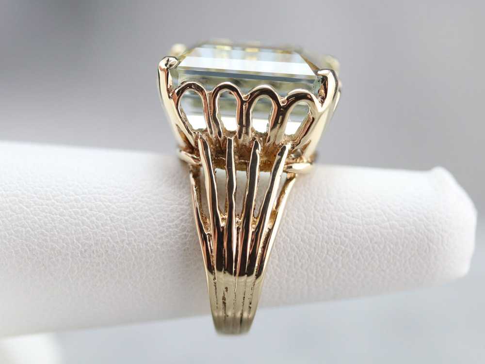 Yellow Gold Aquamarine Cocktail Ring - image 9