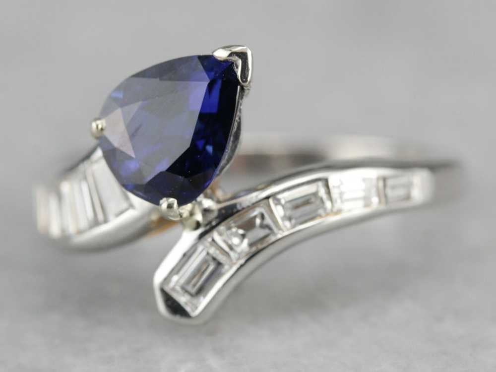 Modern Platinum Sapphire Statement Ring - image 2