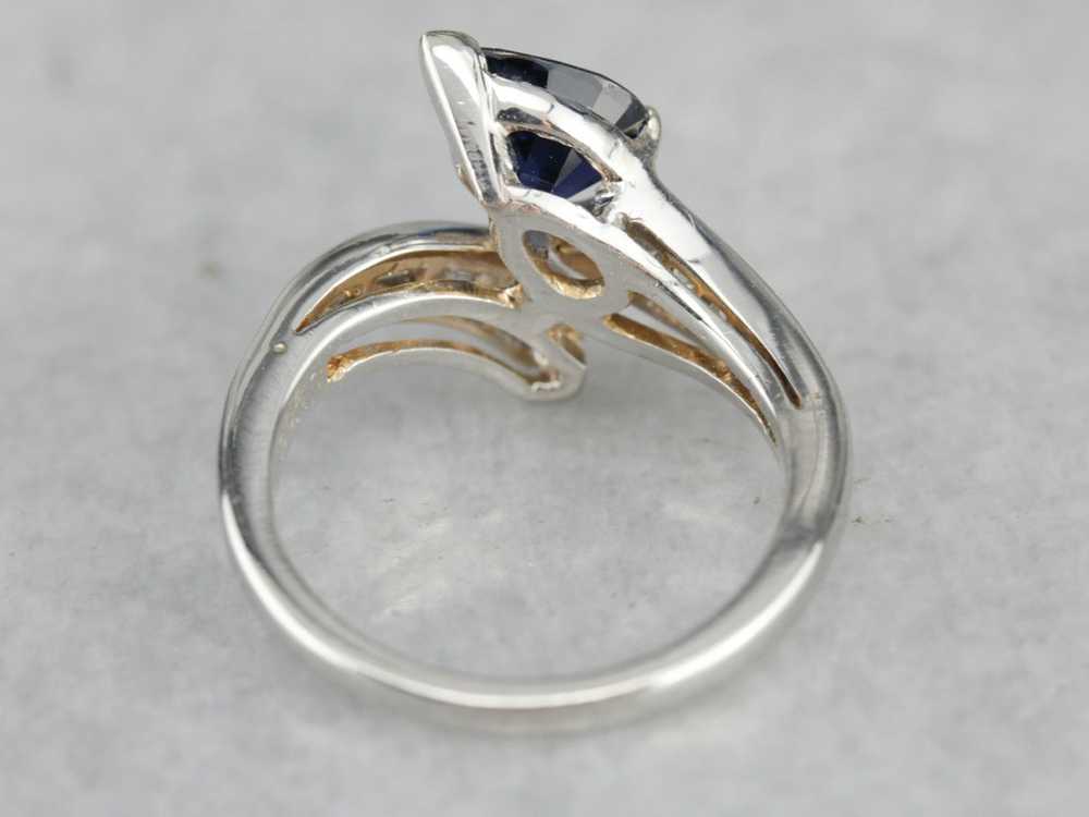 Modern Platinum Sapphire Statement Ring - image 3