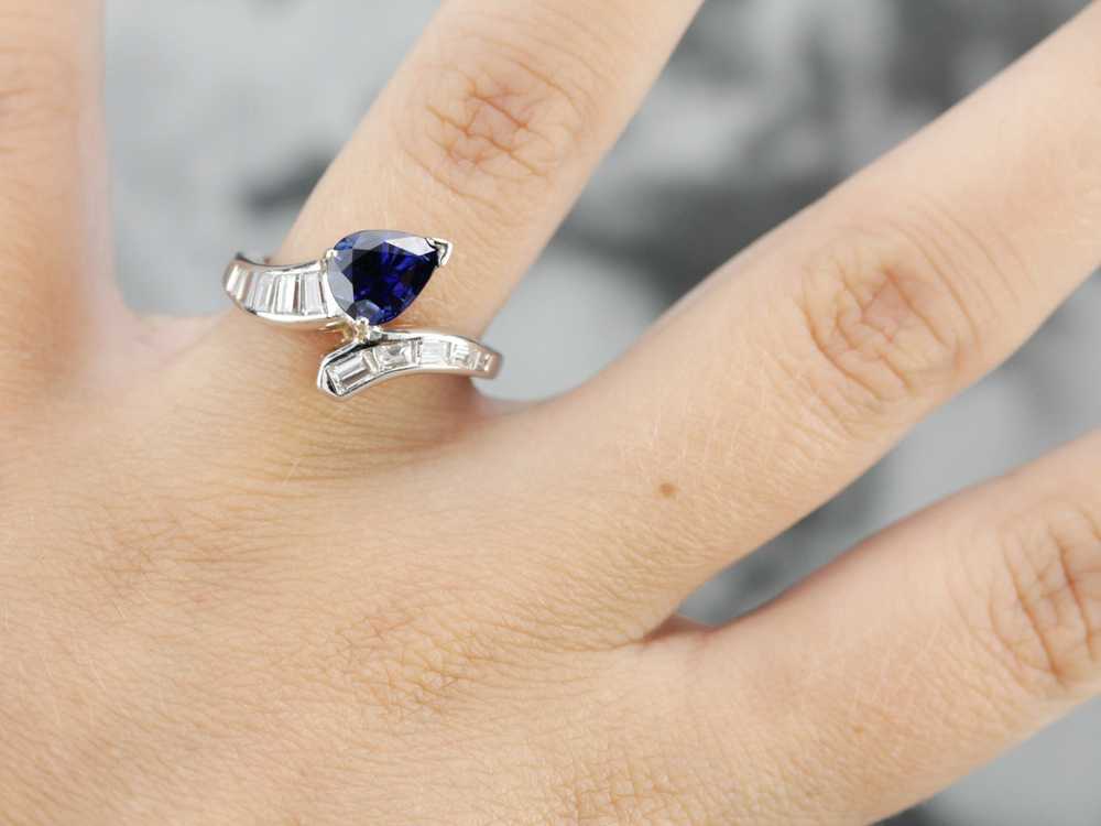 Modern Platinum Sapphire Statement Ring - image 4