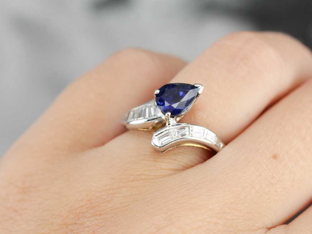 Modern Platinum Sapphire Statement Ring - image 5