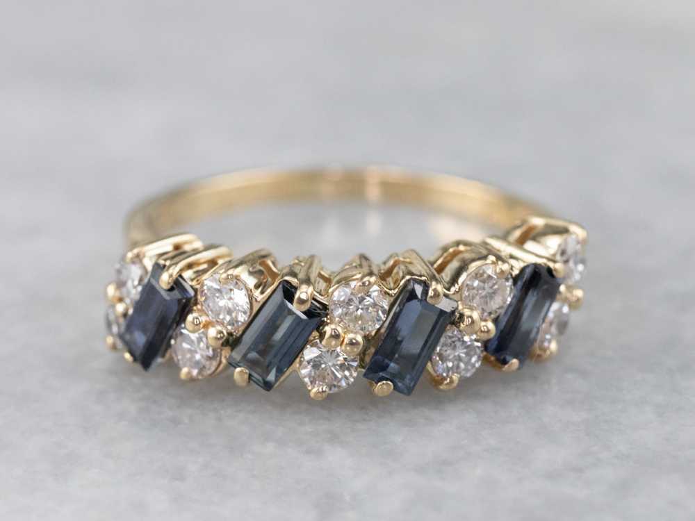 Baguette Sapphire and Diamond Band - image 1