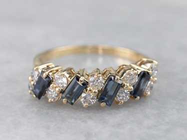 Baguette Sapphire and Diamond Band - image 1