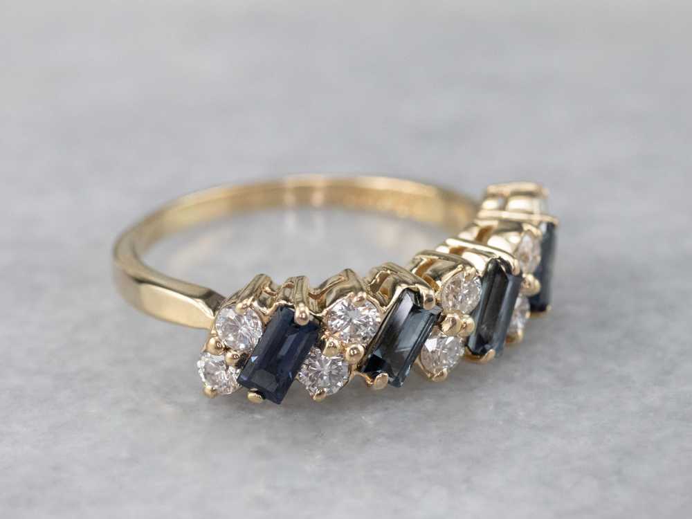 Baguette Sapphire and Diamond Band - image 2