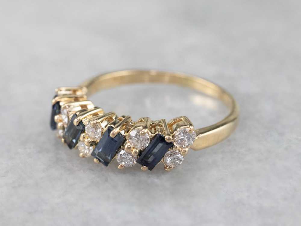 Baguette Sapphire and Diamond Band - image 3