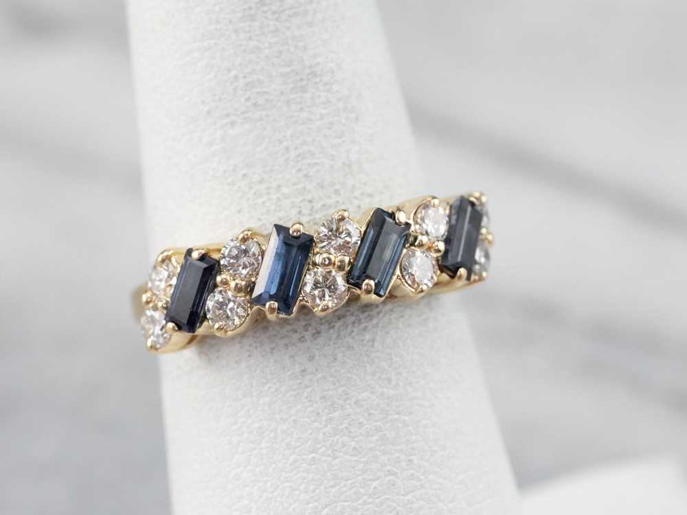 Baguette Sapphire and Diamond Band - image 7