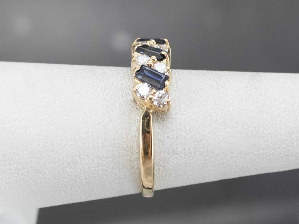 Baguette Sapphire and Diamond Band - image 9