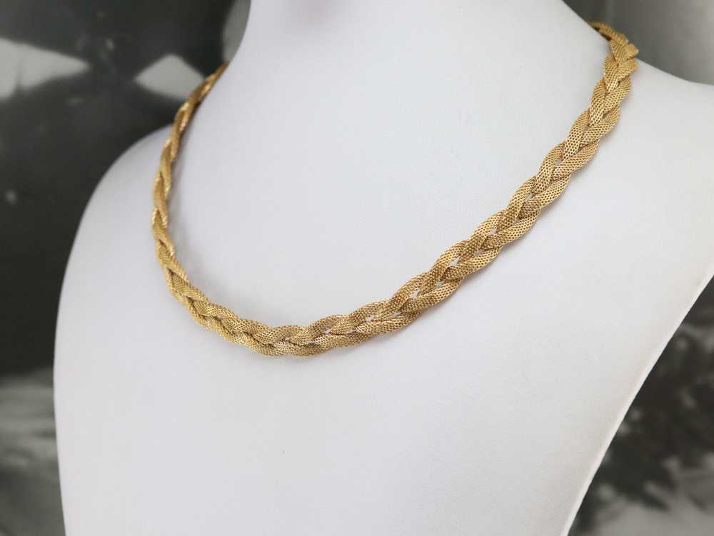 Braided 18 Karat Gold Collar Necklace - image 1