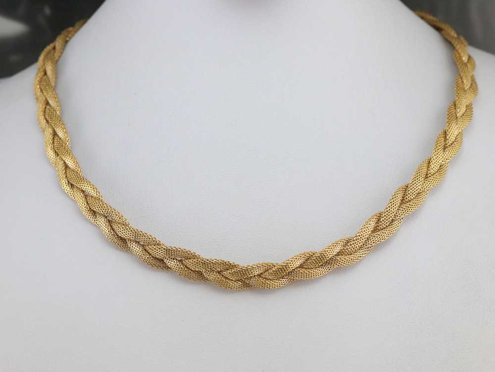 Braided 18 Karat Gold Collar Necklace - image 8