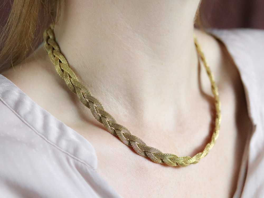 Braided 18 Karat Gold Collar Necklace - image 9