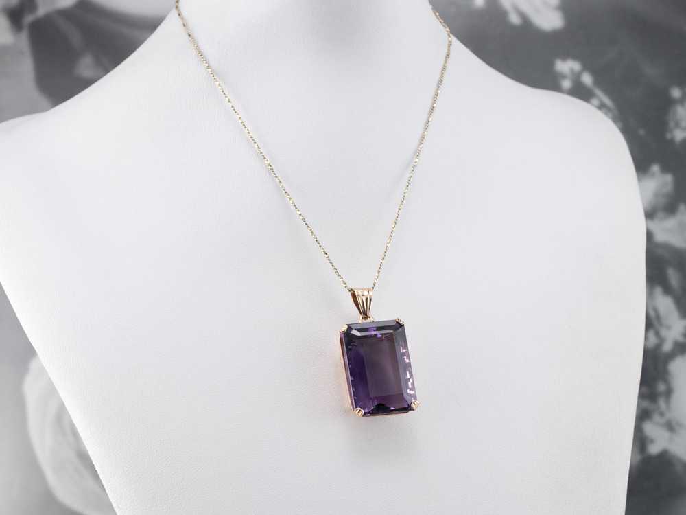 Large Amethyst Gemstone Pendant in Rose Gold - image 10