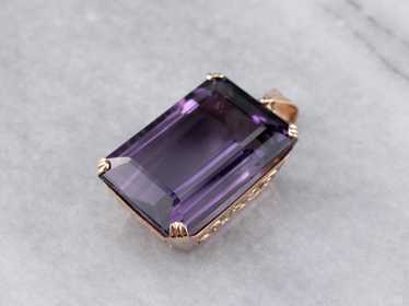 Large Amethyst Gemstone Pendant in Rose Gold - image 1