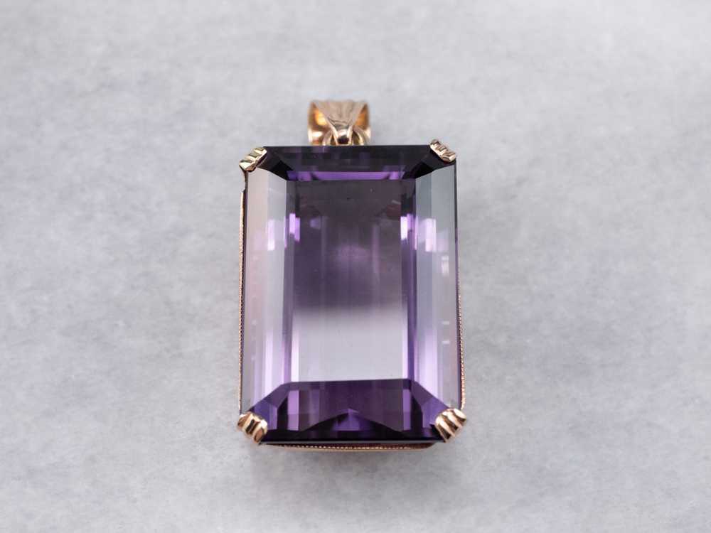 Large Amethyst Gemstone Pendant in Rose Gold - image 2