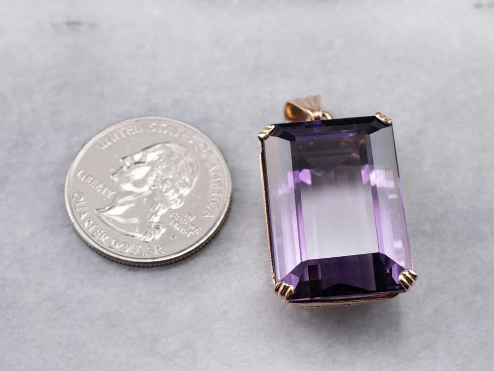 Large Amethyst Gemstone Pendant in Rose Gold - image 5