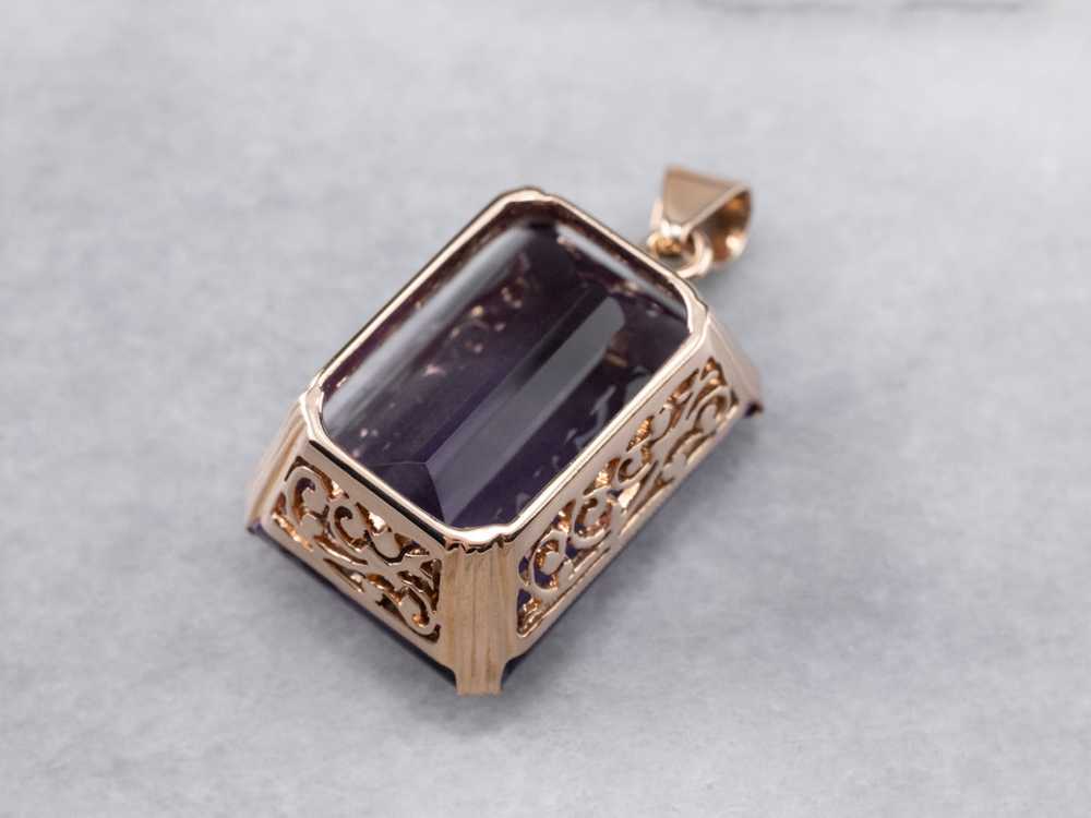 Large Amethyst Gemstone Pendant in Rose Gold - image 6