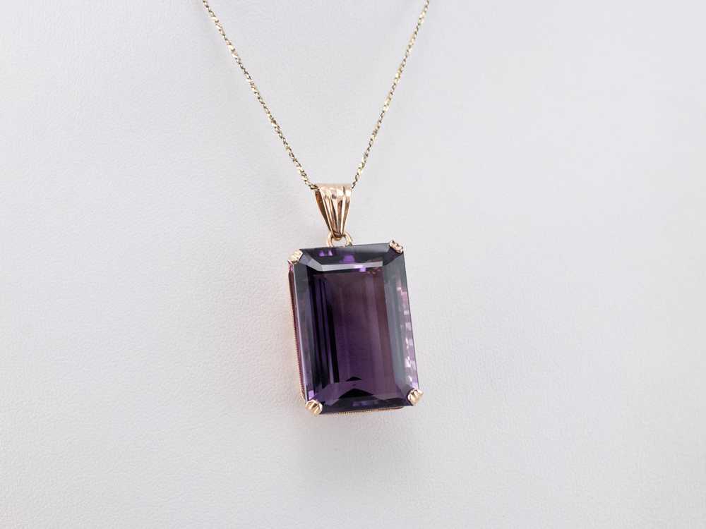 Large Amethyst Gemstone Pendant in Rose Gold - image 9