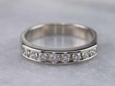 Channel Set Diamond White Gold Wedding Band - image 1