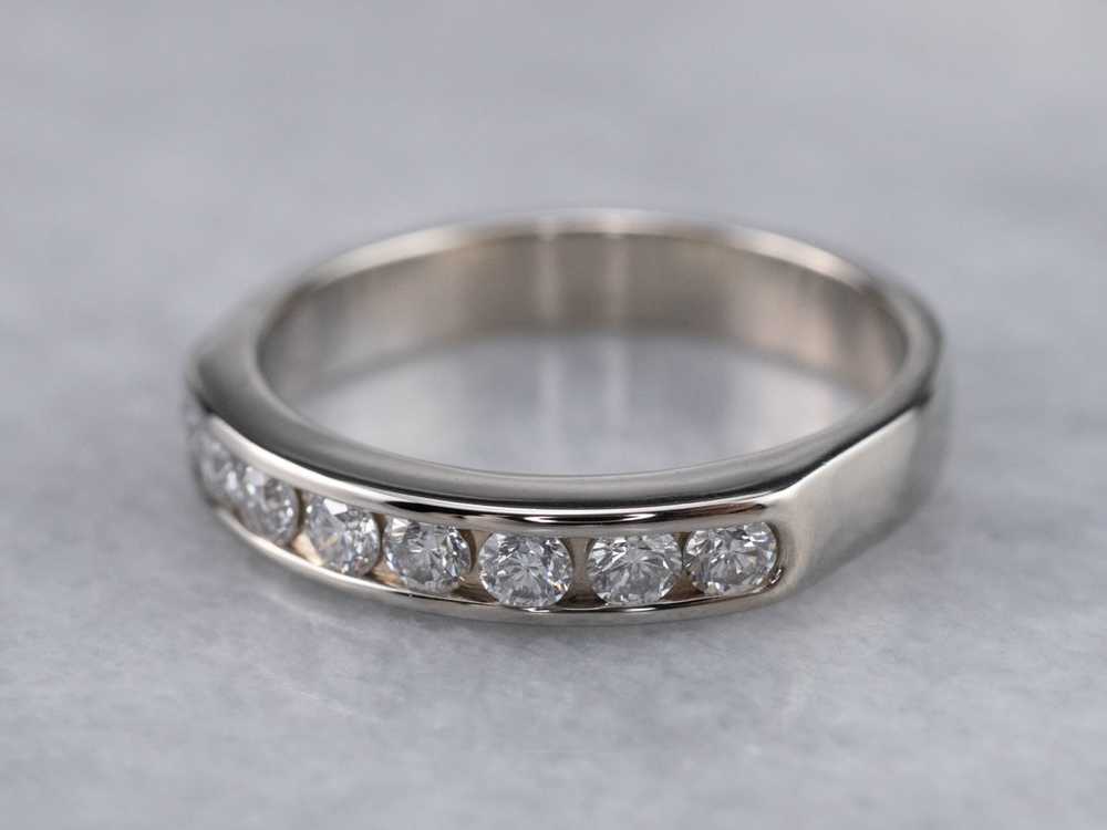 Channel Set Diamond White Gold Wedding Band - image 3