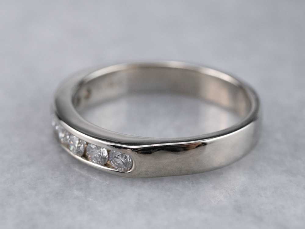 Channel Set Diamond White Gold Wedding Band - image 4