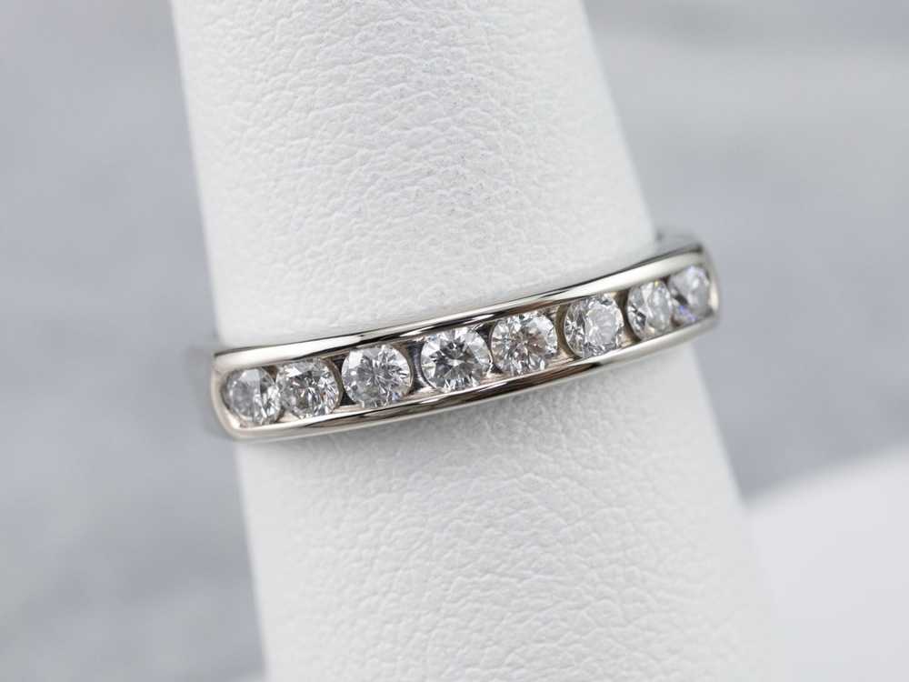 Channel Set Diamond White Gold Wedding Band - image 7