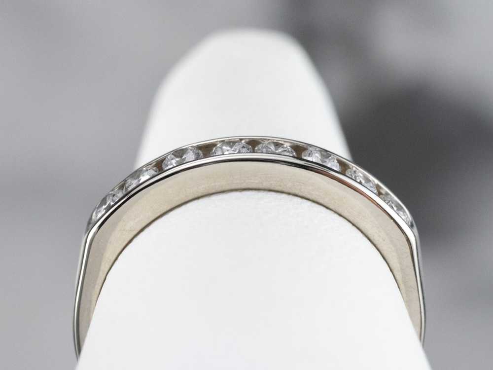 Channel Set Diamond White Gold Wedding Band - image 8