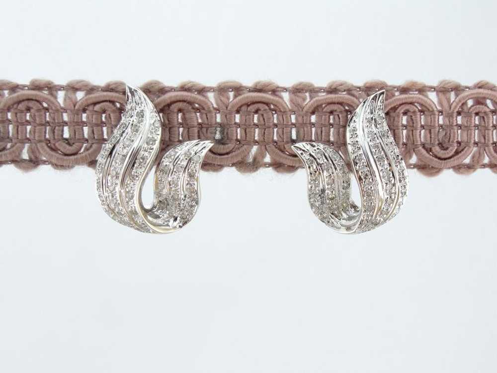 Beautiful Diamond and White Gold Flame Earrings - image 5