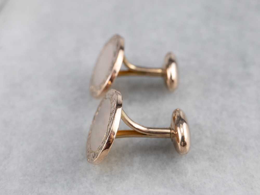 Antique Engraved Rose Gold Cufflinks - image 5