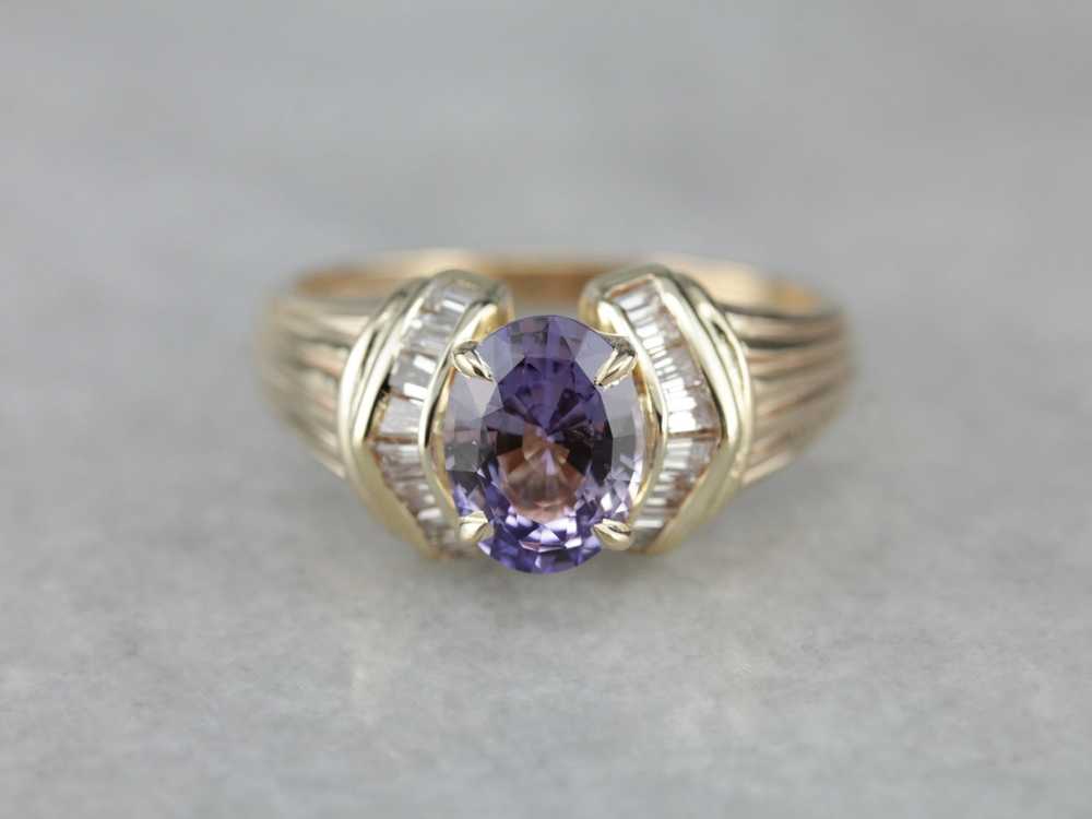 Modern Purple Sapphire Statement Ring - image 2