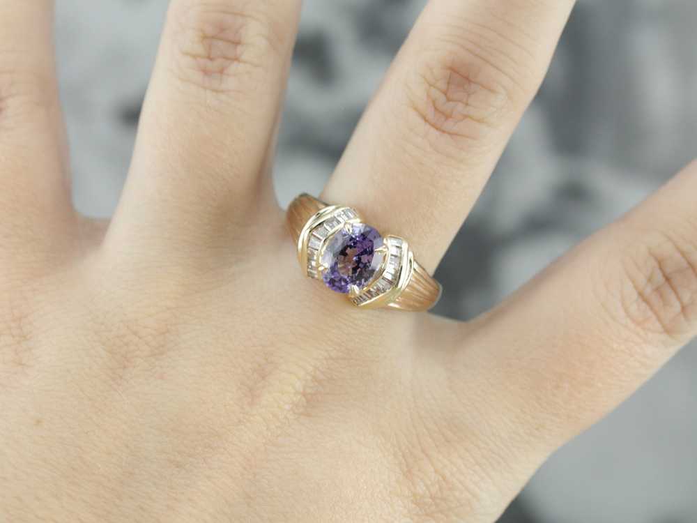 Modern Purple Sapphire Statement Ring - image 4