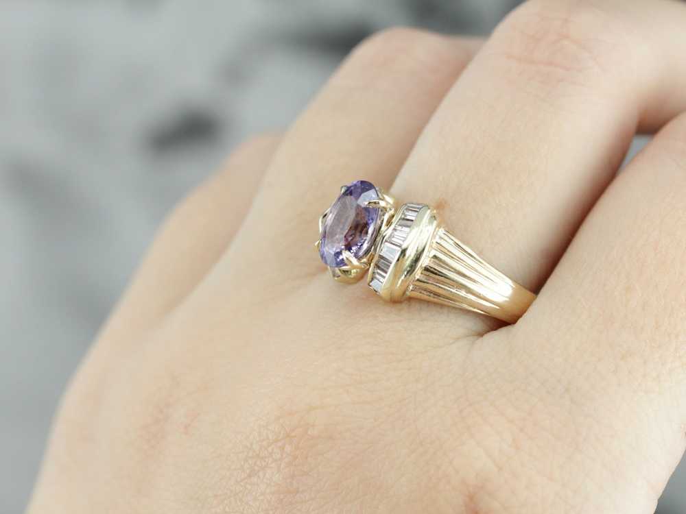 Modern Purple Sapphire Statement Ring - image 5