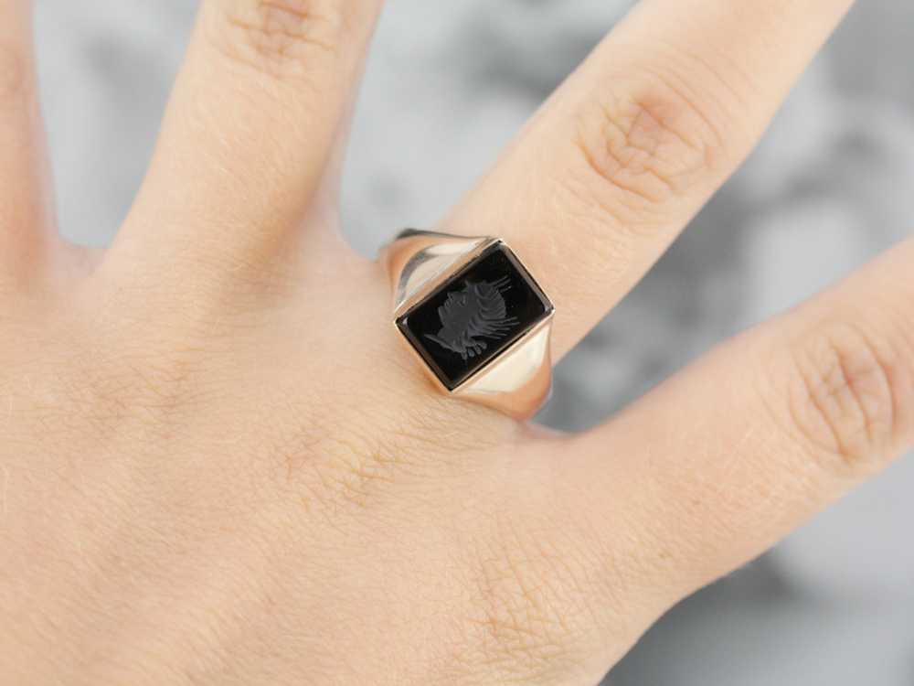 Vintage Black Onyx Intaglio Ring - image 4