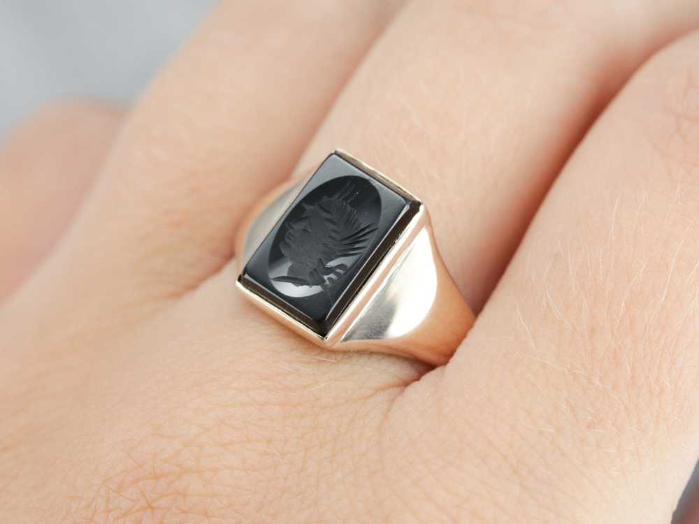 Vintage Black Onyx Intaglio Ring - image 5