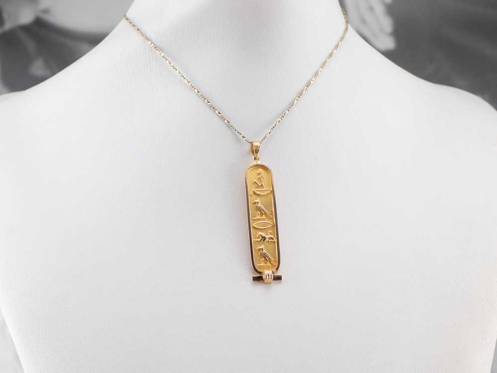 18K Gold Egyptian Hieroglyphics Pendant - image 10