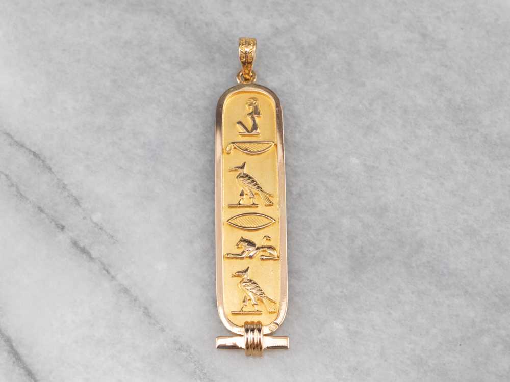 18K Gold Egyptian Hieroglyphics Pendant - image 1