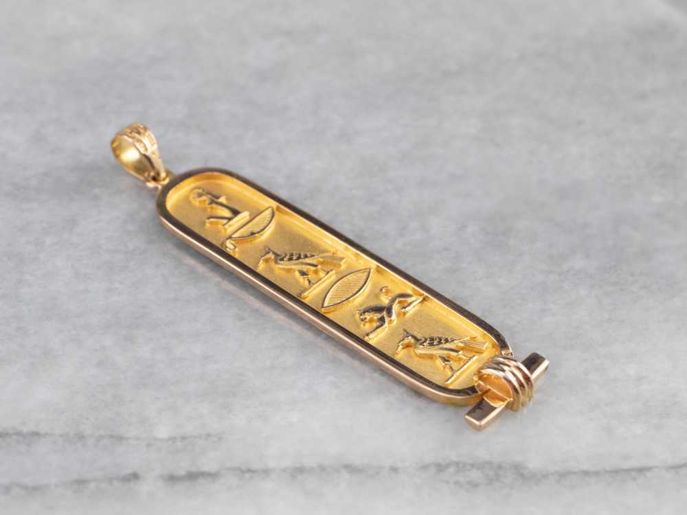 18K Gold Egyptian Hieroglyphics Pendant - image 2