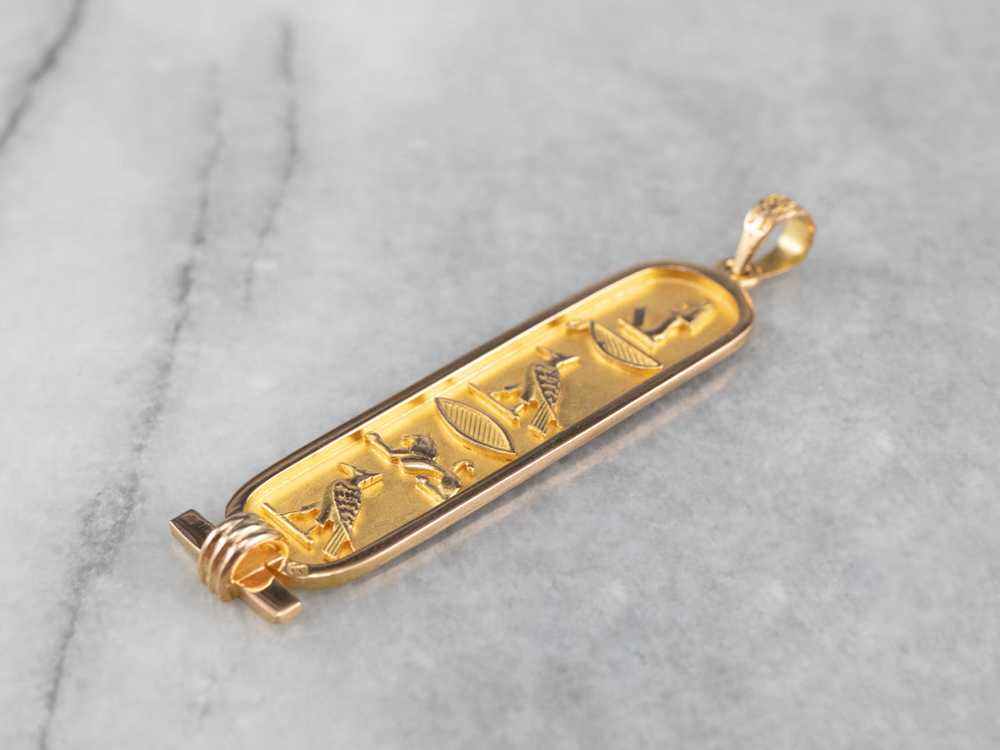 18K Gold Egyptian Hieroglyphics Pendant - image 3