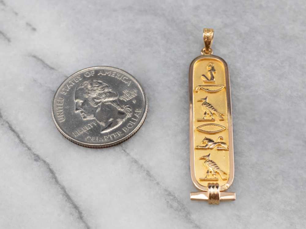 18K Gold Egyptian Hieroglyphics Pendant - image 5