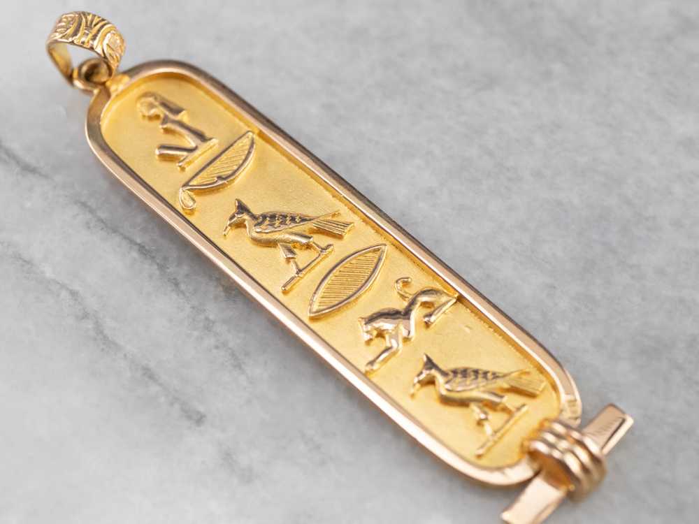 18K Gold Egyptian Hieroglyphics Pendant - image 7