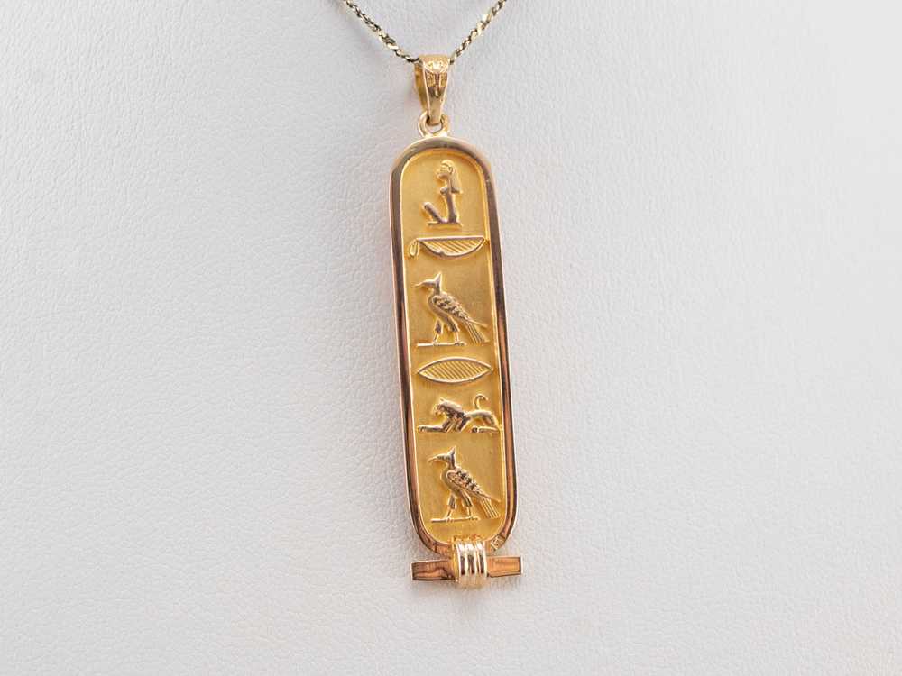 18K Gold Egyptian Hieroglyphics Pendant - image 8